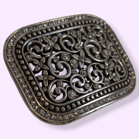Swirly Floral Rhinestone Belt Buckle - Picture 2 of 6